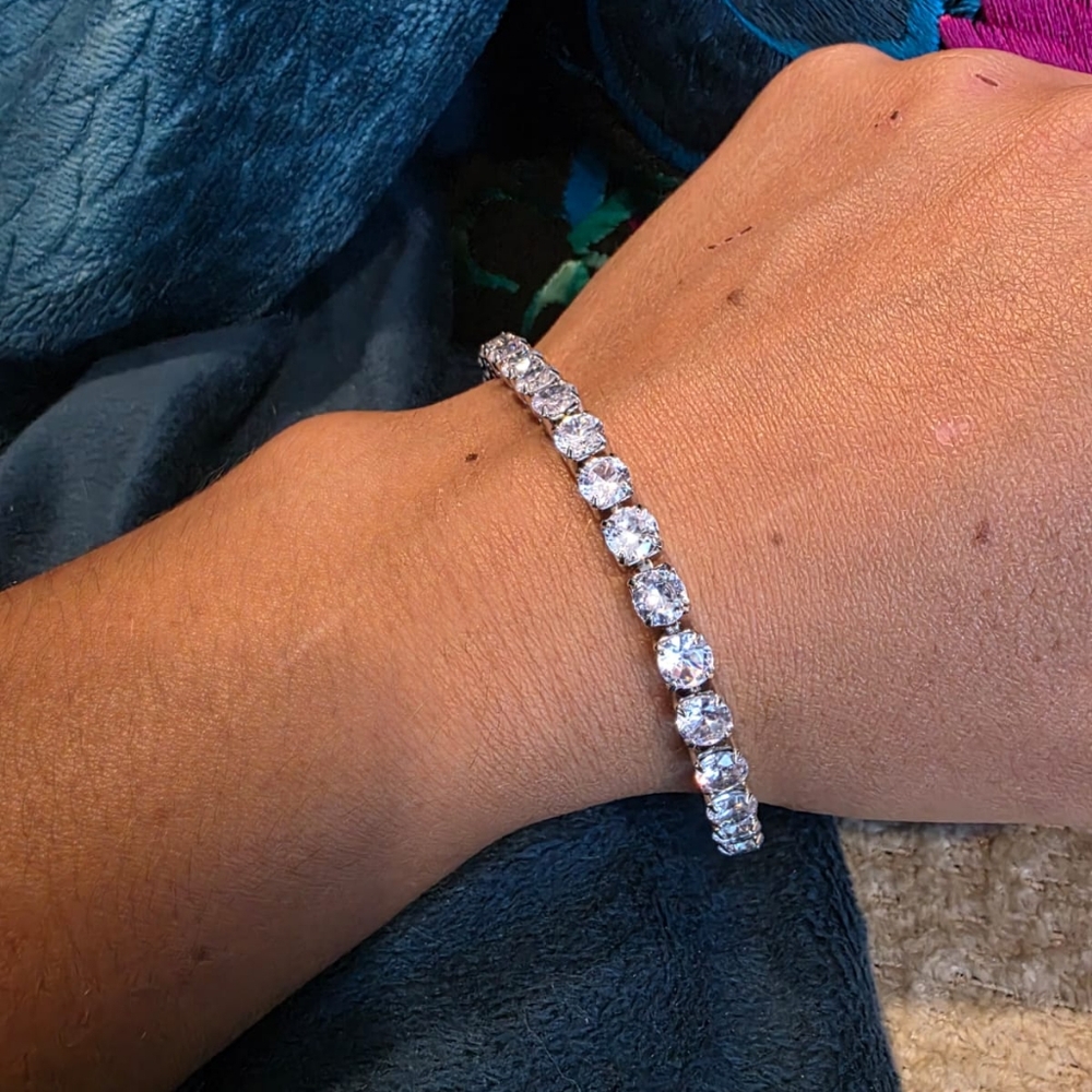 Elegant Stainless CZ Tennis Bracelet 7.5"